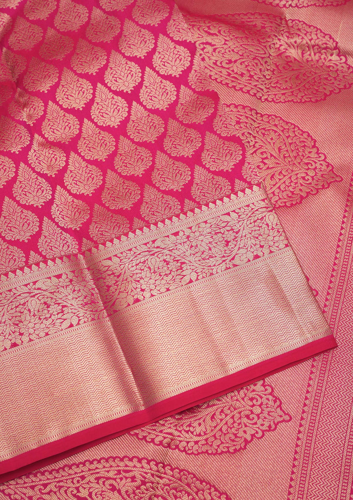 Rani Pink Zariwork Pure Silk Saree