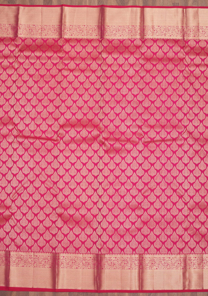 Rani Pink Zariwork Pure Silk Saree
