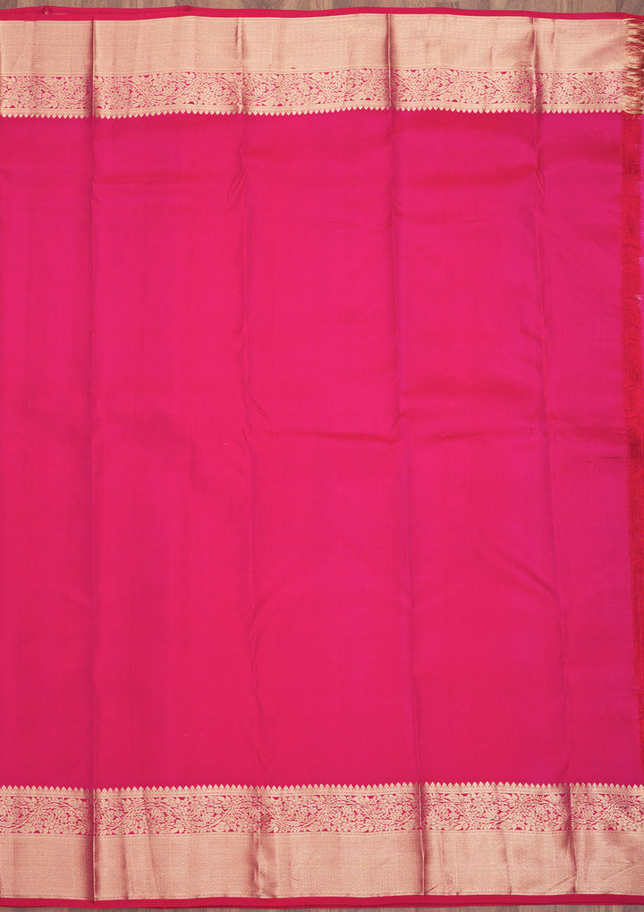 Rani Pink Zariwork Pure Silk Saree