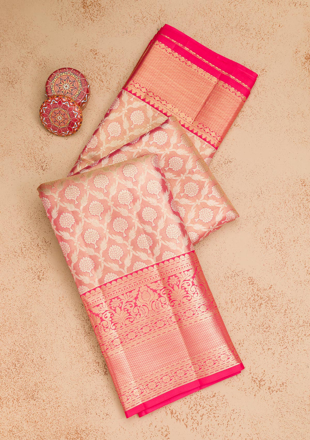 Rani Pink Zariwork Kanjivaram Pure Silk Saree