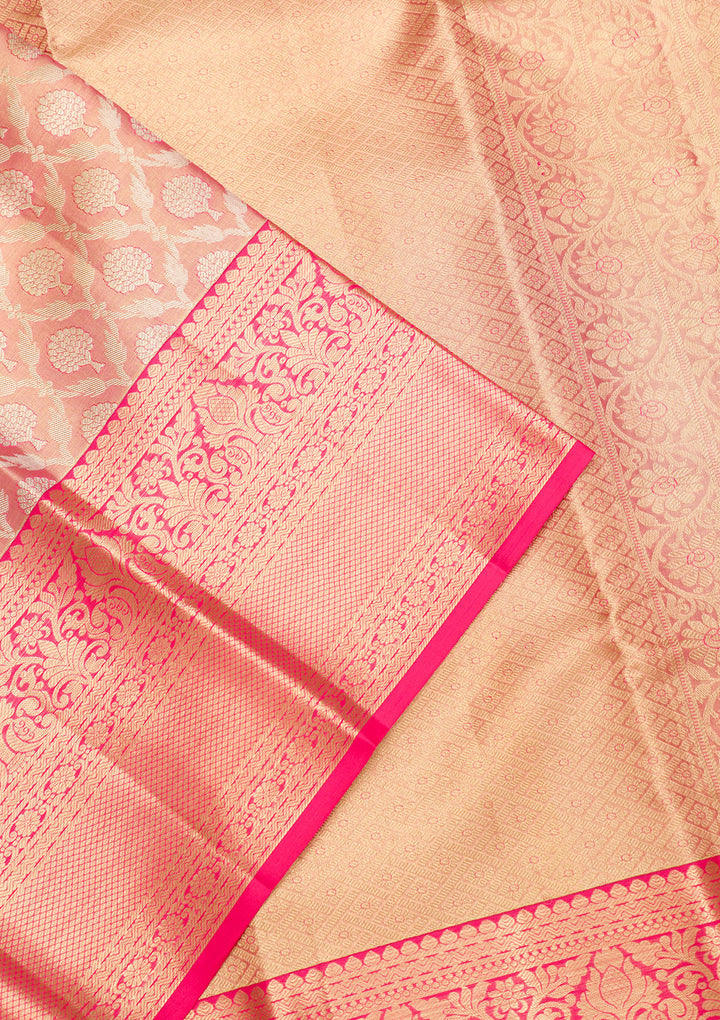 Rani Pink Zariwork Kanjivaram Pure Silk Saree