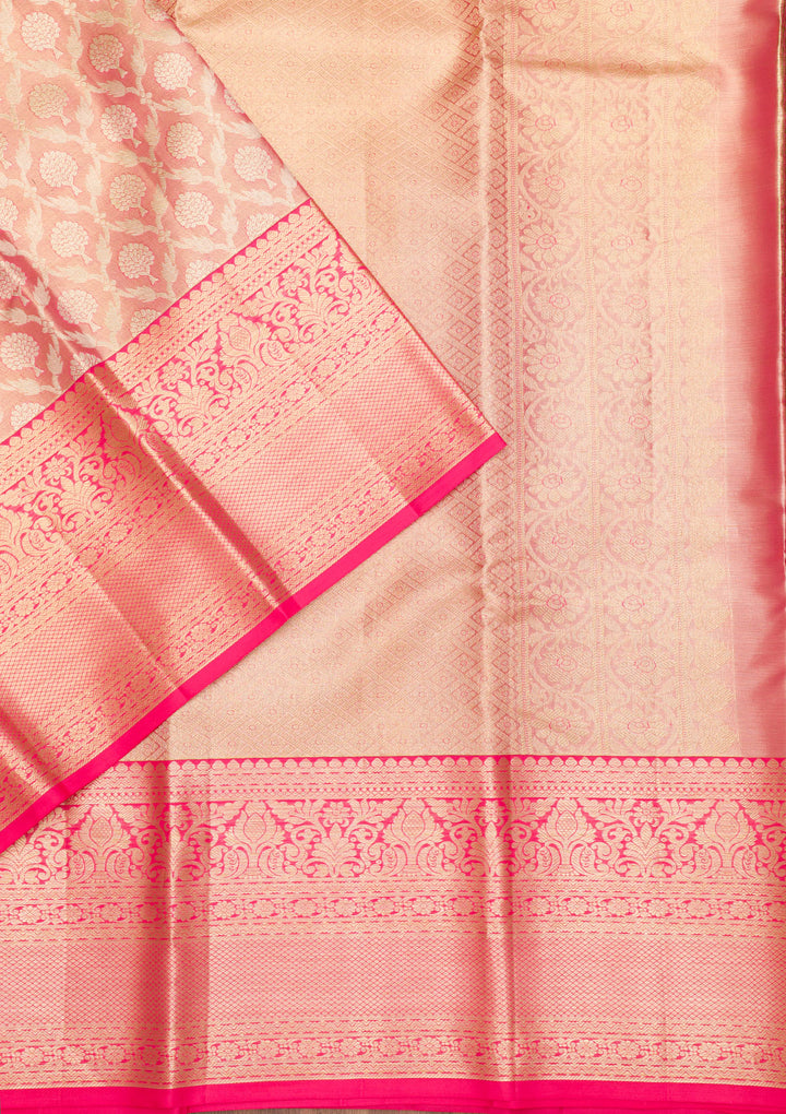 Rani Pink Zariwork Kanjivaram Pure Silk Saree