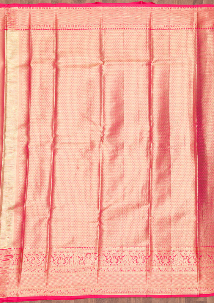 Rani Pink Zariwork Kanjivaram Pure Silk Saree