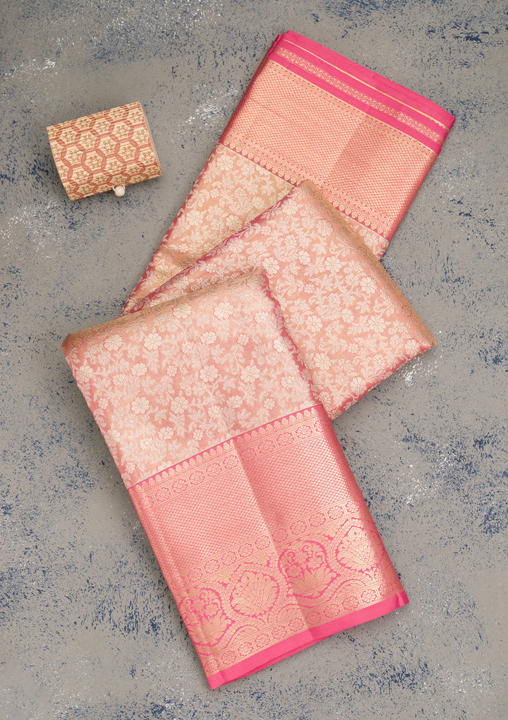 Rani Pink Zariwork Kanjivaram Pure Silk Saree