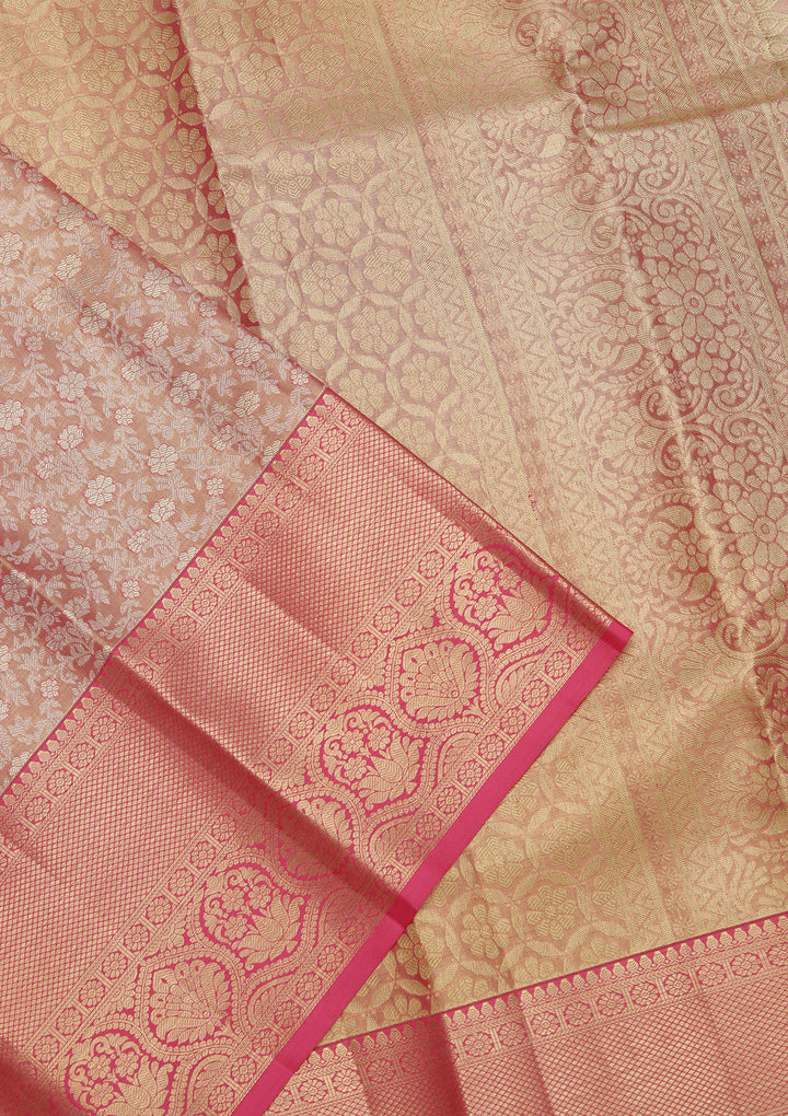 Rani Pink Zariwork Kanjivaram Pure Silk Saree