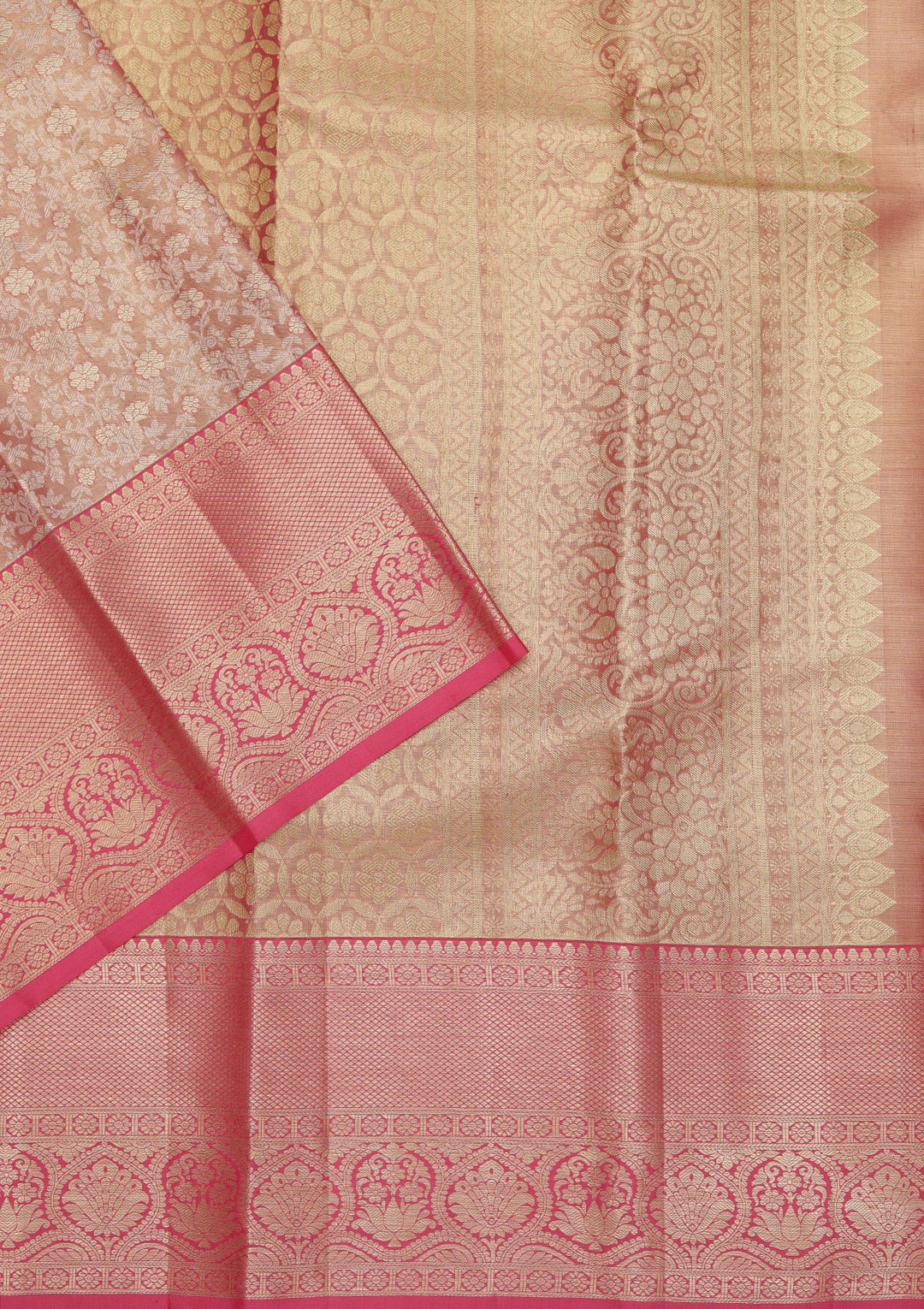 Rani Pink Zariwork Kanjivaram Pure Silk Saree