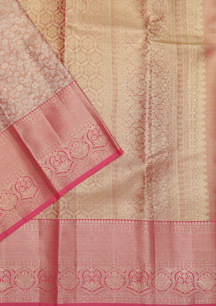 Rani Pink Zariwork Kanjivaram Pure Silk Saree