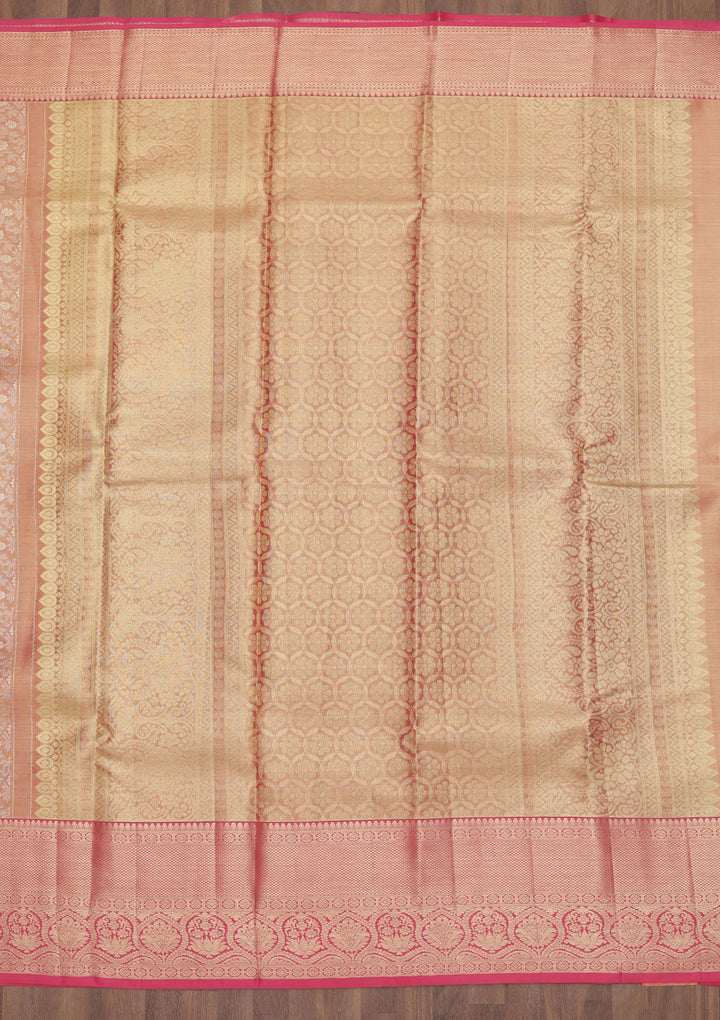 Rani Pink Zariwork Kanjivaram Pure Silk Saree