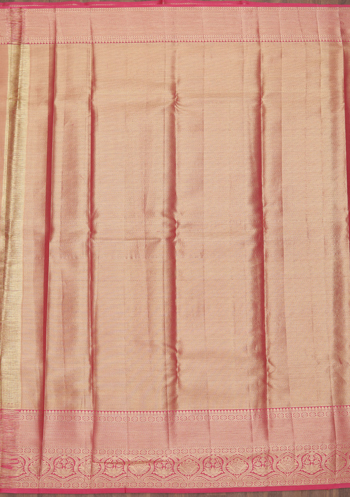 Rani Pink Zariwork Kanjivaram Pure Silk Saree