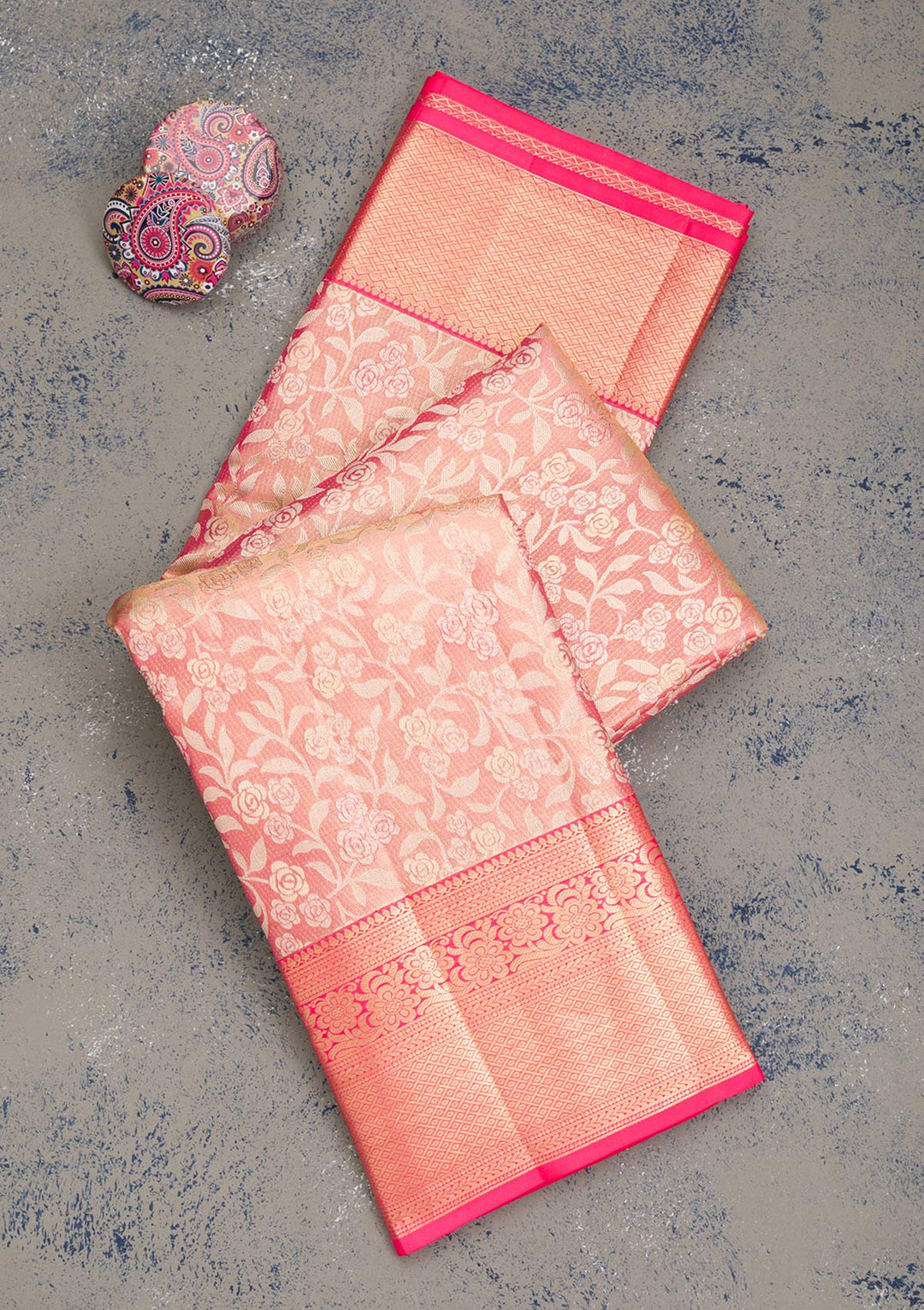 Rani Pink Zariwork Pure Silk Saree