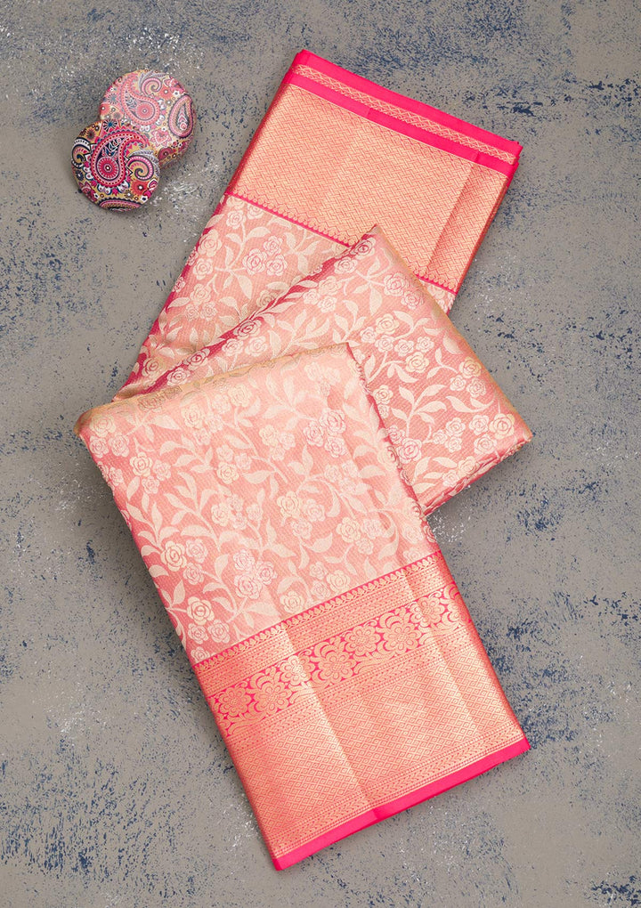 Rani Pink Zariwork Pure Silk Saree