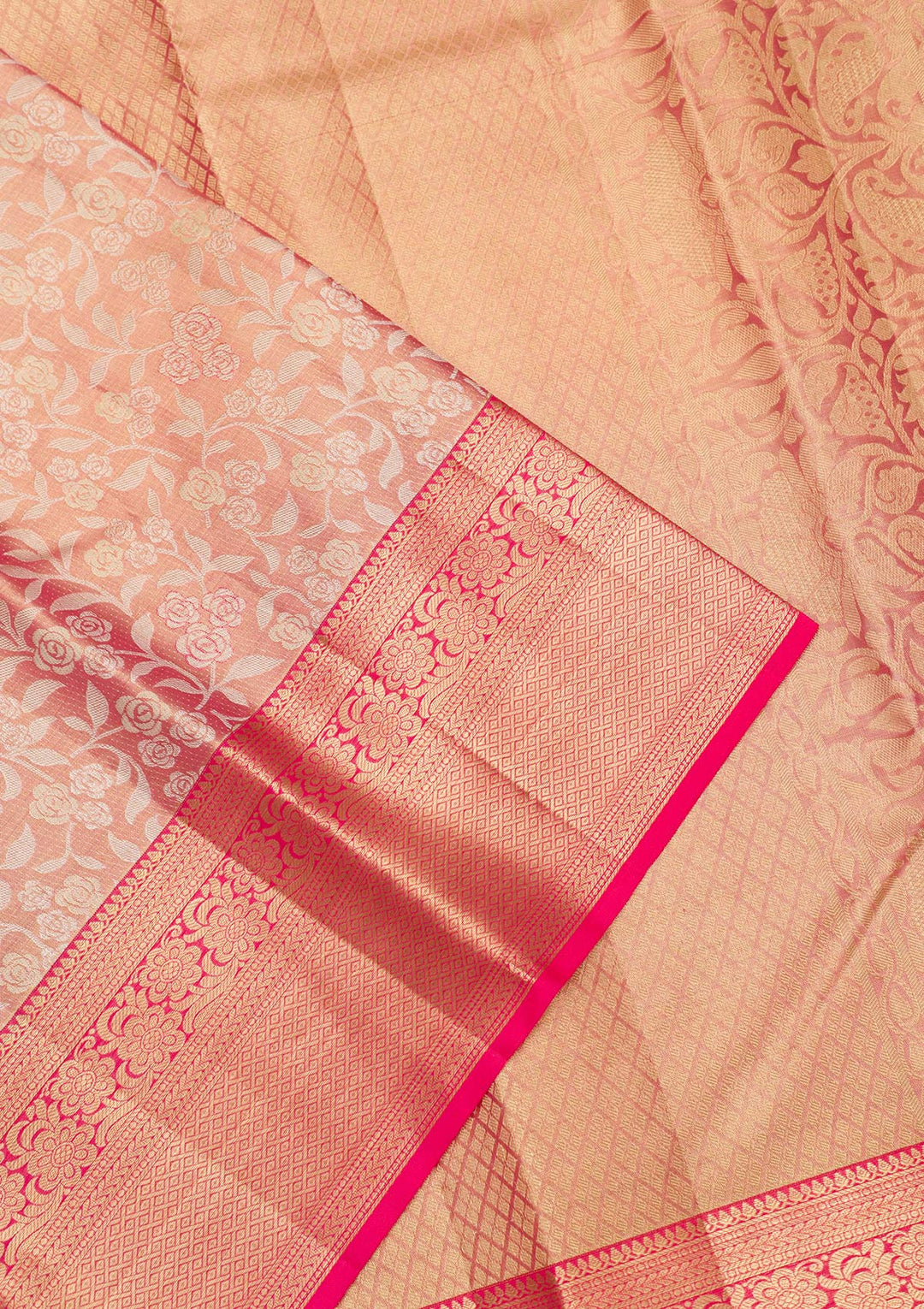 Rani Pink Zariwork Pure Silk Saree