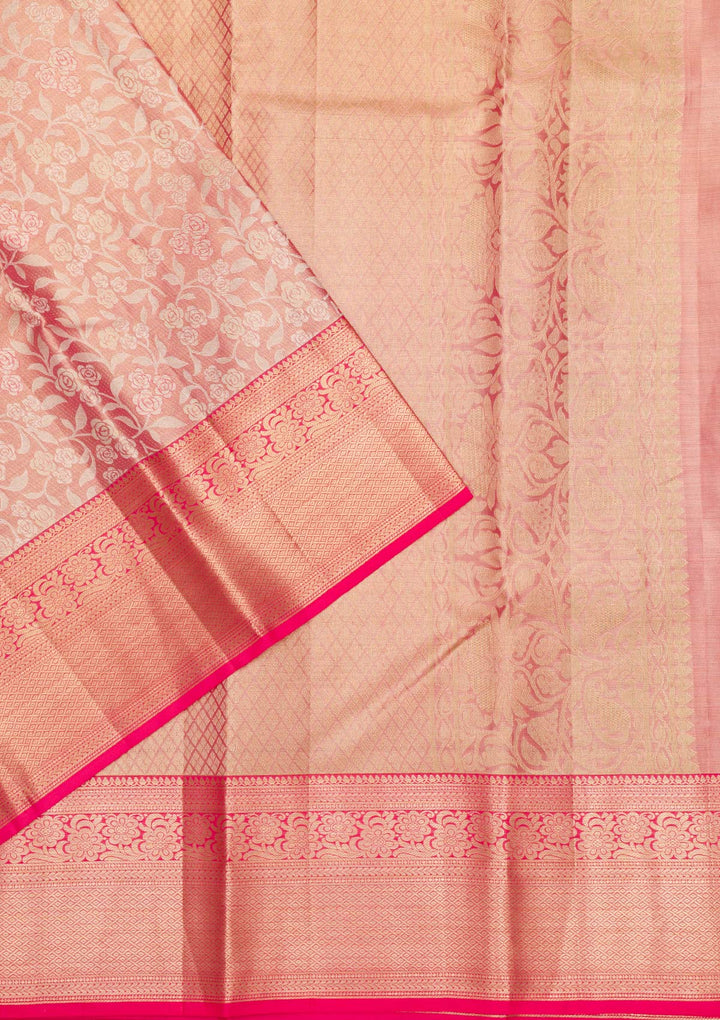 Rani Pink Zariwork Pure Silk Saree