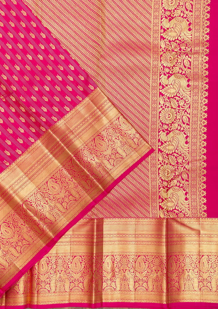 Rani Pink Zariwork Pure Silk Saree