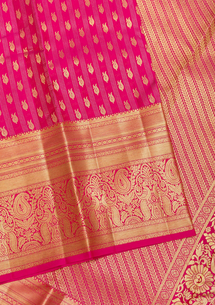 Rani Pink Zariwork Pure Silk Saree