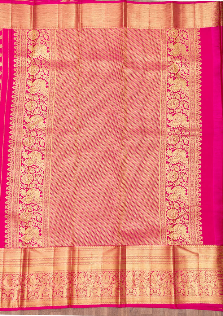 Rani Pink Zariwork Pure Silk Saree
