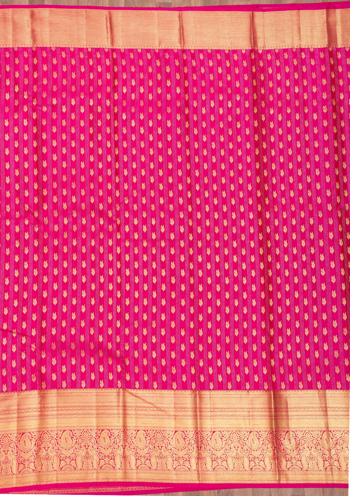 Rani Pink Zariwork Pure Silk Saree