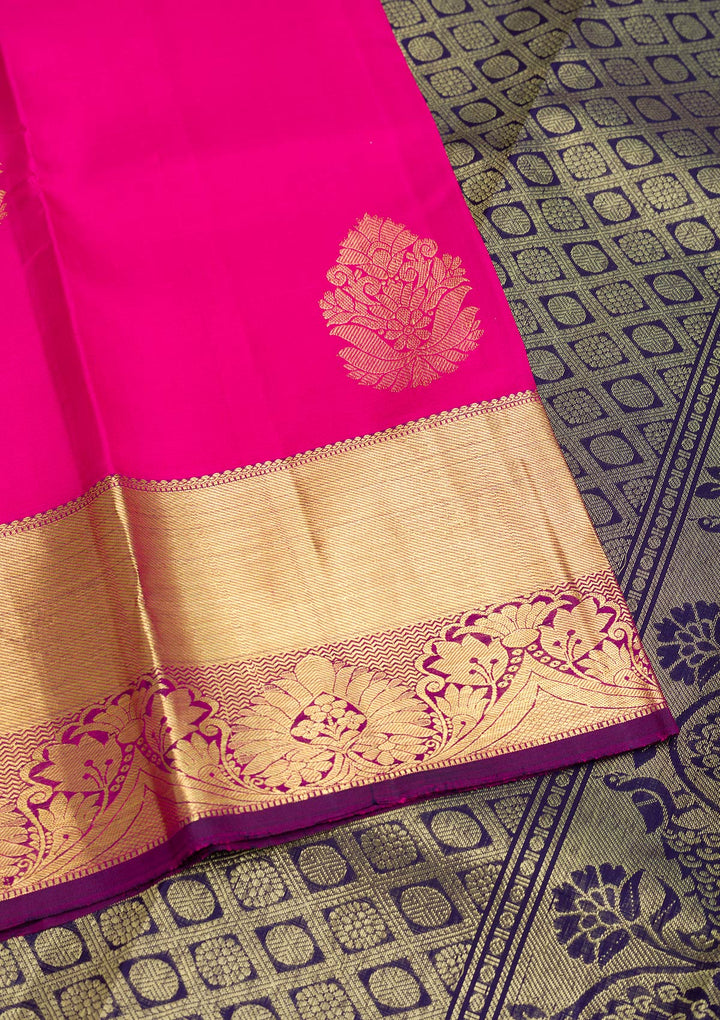 Rani Pink Zariwork Pure Silk Saree