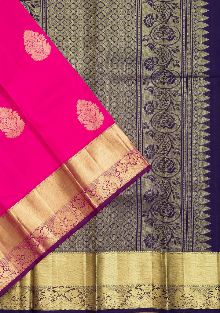 Rani Pink Zariwork Pure Silk Saree
