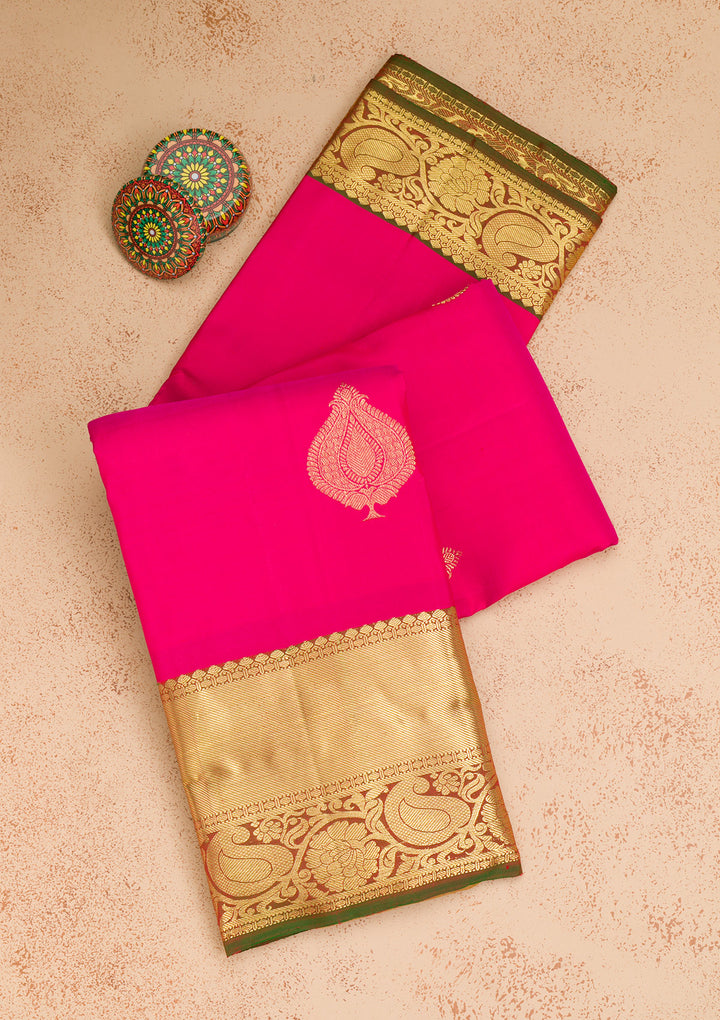 Rani Pink Zariwork Pure Silk Saree