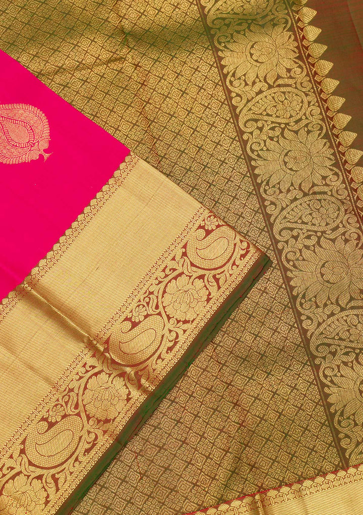 Rani Pink Zariwork Pure Silk Saree