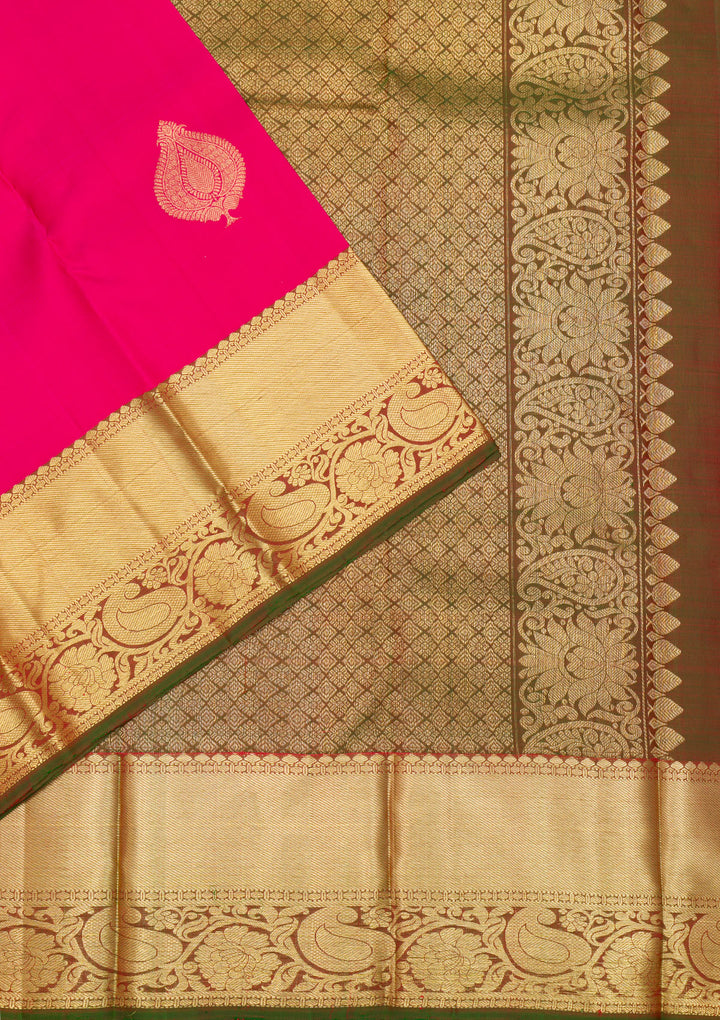 Rani Pink Zariwork Pure Silk Saree