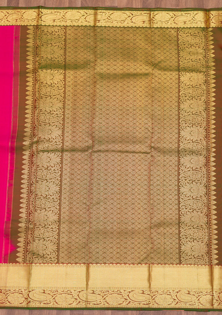 Rani Pink Zariwork Pure Silk Saree