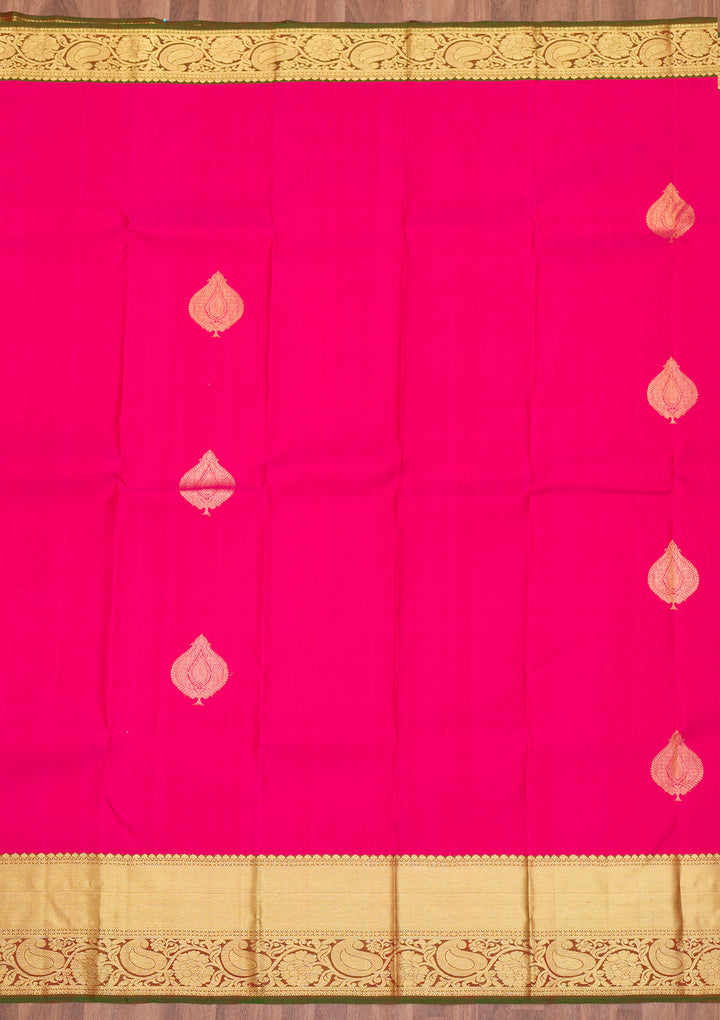 Rani Pink Zariwork Pure Silk Saree