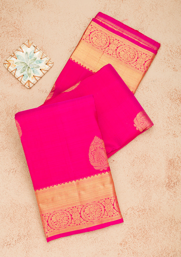Rani Pink Zariwork Pure Silk Saree