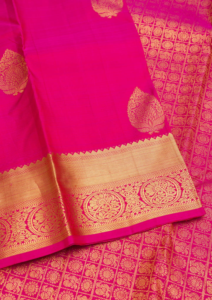 Rani Pink Zariwork Pure Silk Saree