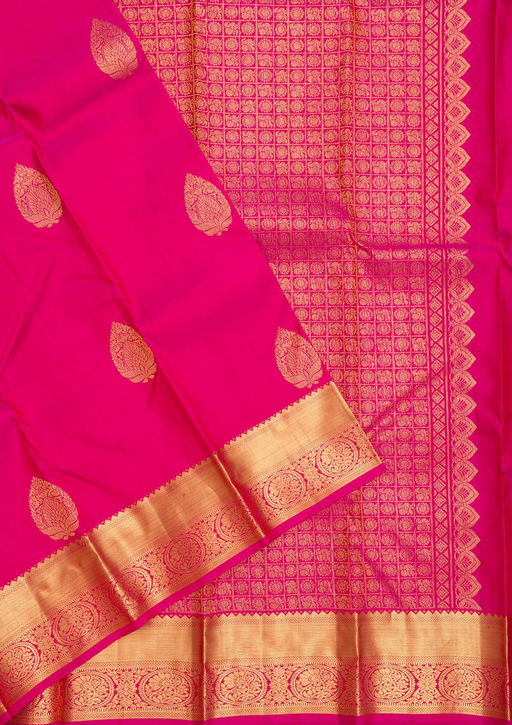 Rani Pink Zariwork Pure Silk Saree