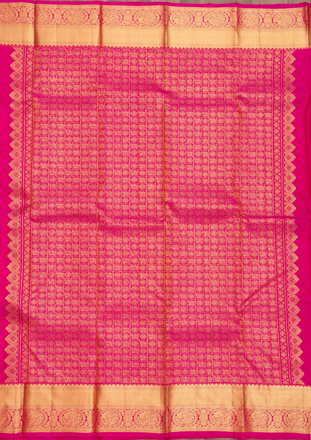 Rani Pink Zariwork Pure Silk Saree