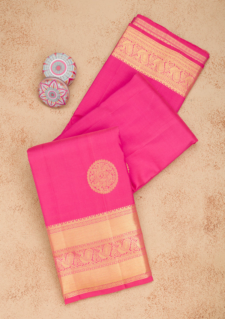 Rani Pink Zariwork Pure Silk Saree