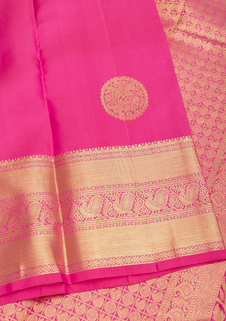 Rani Pink Zariwork Pure Silk Saree
