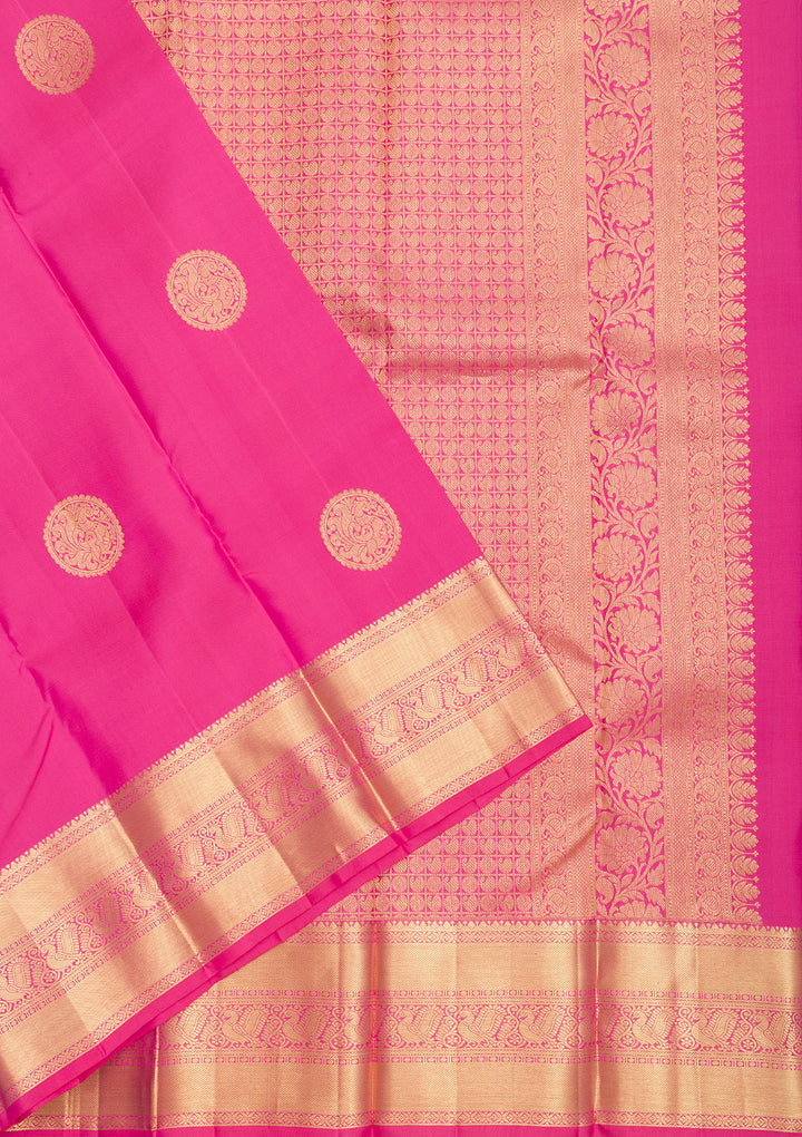 Rani Pink Zariwork Pure Silk Saree