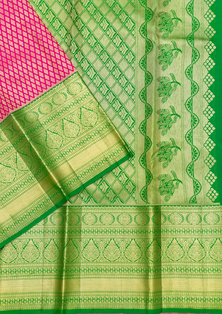 Rani Pink Zariwork Pure Silk Saree