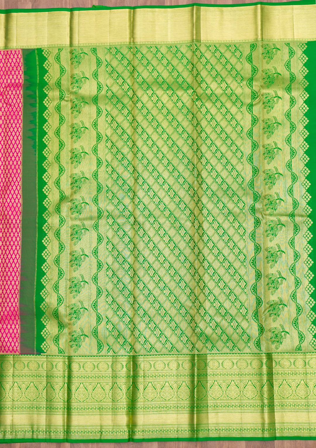 Rani Pink Zariwork Pure Silk Saree