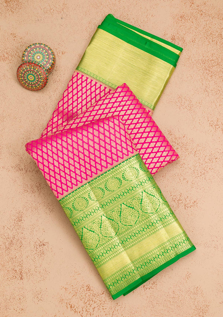 Rani Pink Zariwork Pure Silk Saree