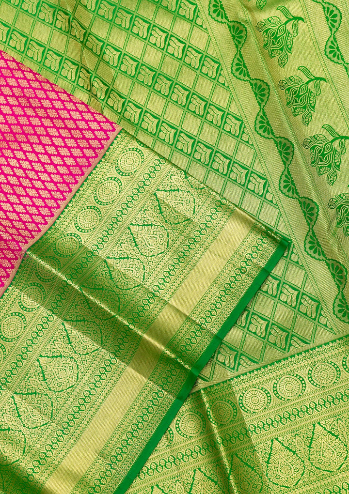 Rani Pink Zariwork Pure Silk Saree