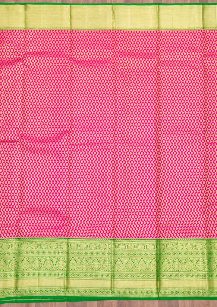 Rani Pink Zariwork Pure Silk Saree