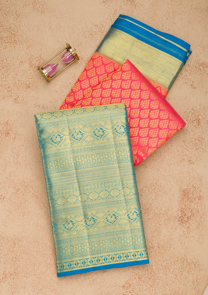 Rani Pink Zariwork Kanjivaram Pure Silk Saree