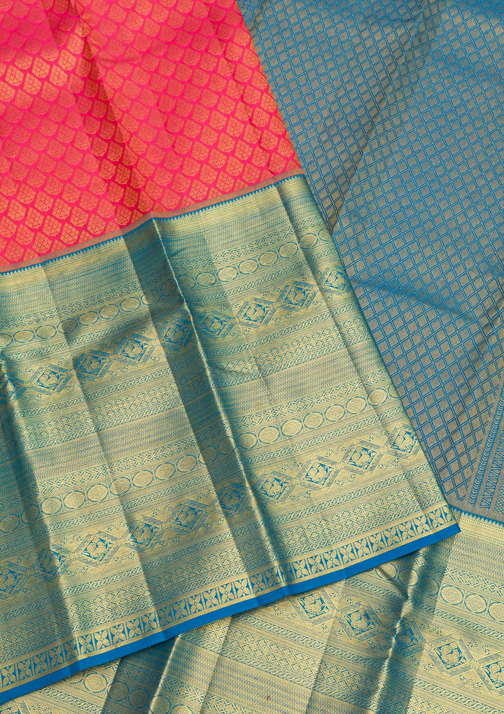 Rani Pink Zariwork Kanjivaram Pure Silk Saree