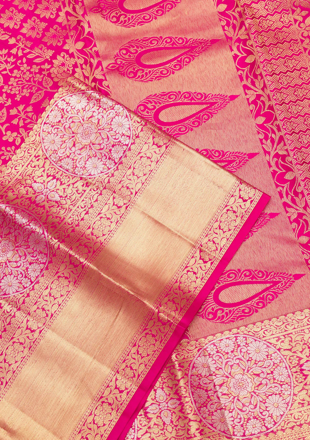 Rani Pink Zariwork Pure Silk Saree