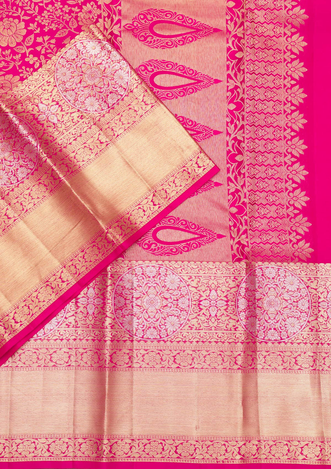 Rani Pink Zariwork Pure Silk Saree