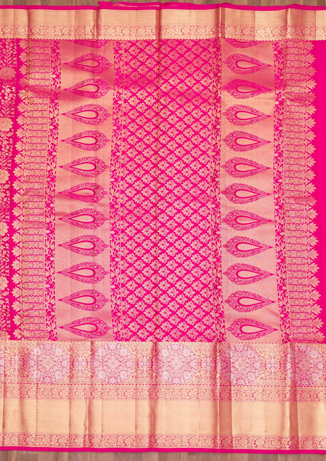 Rani Pink Zariwork Pure Silk Saree