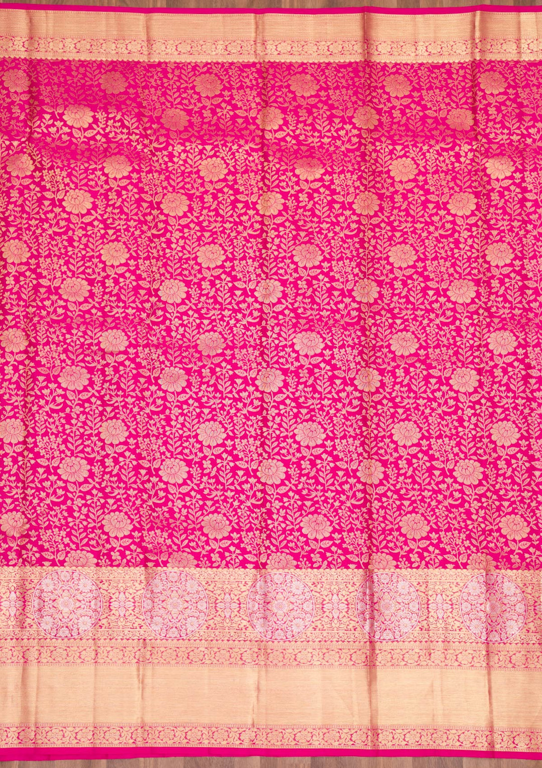Rani Pink Zariwork Pure Silk Saree