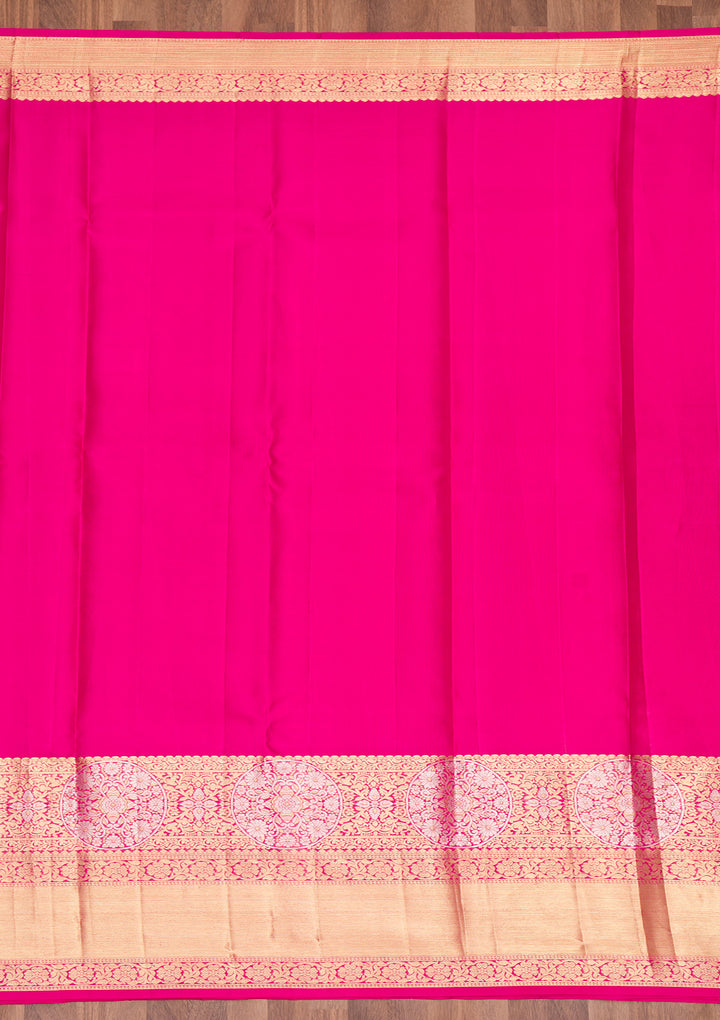 Rani Pink Zariwork Pure Silk Saree