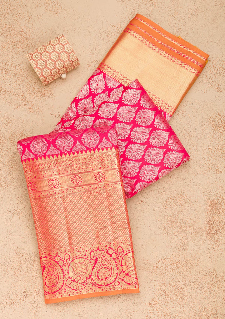Rani Pink Zariwork Pure Silk Saree