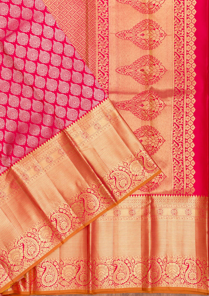 Rani Pink Zariwork Pure Silk Saree