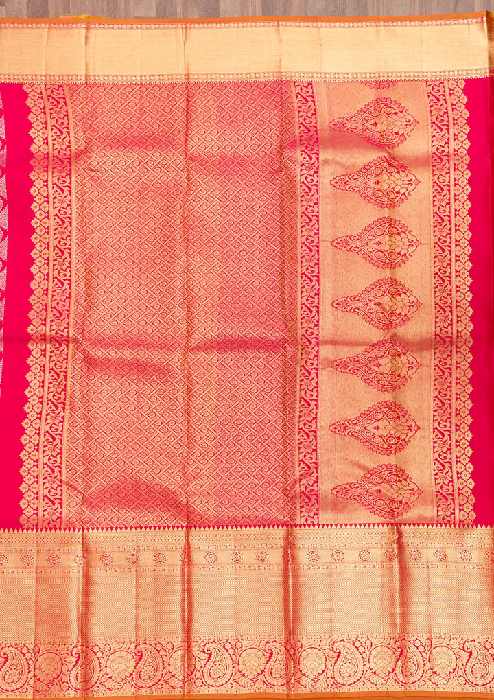 Rani Pink Zariwork Pure Silk Saree